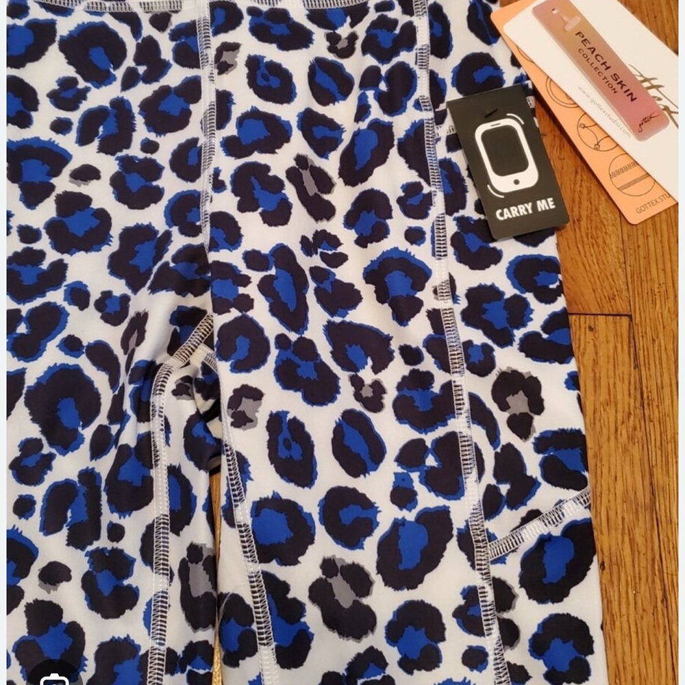 Gottex Blue and Black Leopard Print Leggings